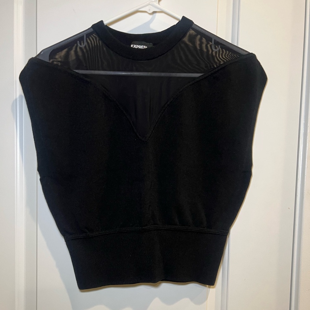 Express Black Mesh Detail Top